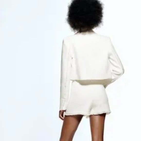 ZARA 2 Piece Textured Blazer And Matching Shorts - Picture 5 of 6